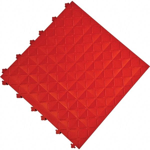 Ergo Advantage - 18" Long x 18" Wide x 1" Thick, Anti-Fatigue Modular Matting Anti-Fatigue Flooring - 2 Interlocking Sides, Red, For Dry Areas - Eagle Tool & Supply