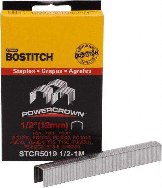 Stanley Bostitch - 1/2" Long x 7/16" Wide, 24 Gauge Crowned Construction Staple - Steel, Chisel Point - Eagle Tool & Supply