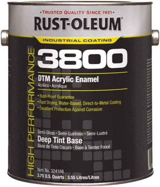 Rust-Oleum - 1 Gal Deep Tint Base Semi Gloss Finish Acrylic Enamel Paint - 150 to 270 Sq Ft per Gal, Interior/Exterior, Direct to Metal - Eagle Tool & Supply