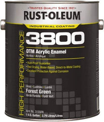 Rust-Oleum - 1 Gal Forest Green Gloss Finish Acrylic Enamel Paint - 150 to 270 Sq Ft per Gal, Interior/Exterior, Direct to Metal - Eagle Tool & Supply