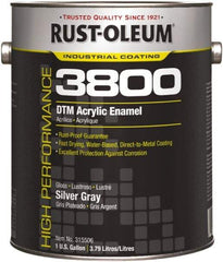 Rust-Oleum - 1 Gal Silver Gray Gloss Finish Acrylic Enamel Paint - 150 to 270 Sq Ft per Gal, Interior/Exterior, Direct to Metal - Eagle Tool & Supply
