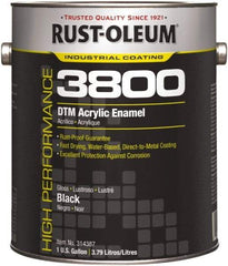 Rust-Oleum - 1 Gal Black Gloss Finish Acrylic Enamel Paint - 150 to 270 Sq Ft per Gal, Interior/Exterior, Direct to Metal - Eagle Tool & Supply