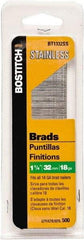 Stanley Bostitch - 18 Gauge 0.05" Shank Diam 1-1/4" Long Brad Nails for Power Nailers - Steel, Bright Finish, Ring Shank, Straight Stick Adhesive Collation, Brad Head, Chisel Point - Eagle Tool & Supply