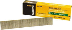 Stanley Bostitch - 18 Gauge 0.05" Shank Diam 3/4" Long Brad Nails for Power Nailers - Steel, Bright Finish, Ring Shank, Straight Stick Adhesive Collation, Brad Head, Chisel Point - Eagle Tool & Supply