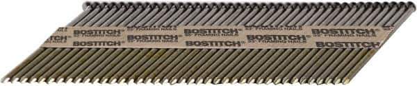 Stanley Bostitch - 11 Gauge 0.131" Shank Diam 3-1/4" Long Framing Nails for Power Nailers - Steel, Galvanized Finish, Smooth Shank, Angled Stick Paper Tape Collation, Round Head - Eagle Tool & Supply