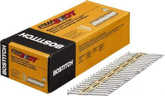 Stanley Bostitch - 10 Gauge 0.148" Shank Diam 2-1/2" Long Metal Connecting Nails for Power Nailers - Steel, Galvanized Finish, Smooth Shank, Angled Stick Paper Tape Collation, Round Head, Diamond Point - Eagle Tool & Supply