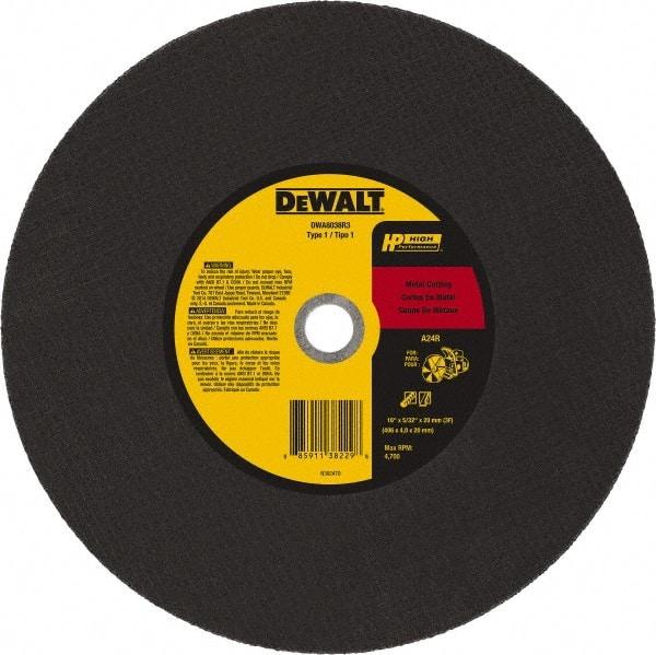 DeWALT - 16" 24 Grit Aluminum Oxide Cutoff Wheel - 5/32" Thick, 20mm Arbor, 4,700 Max RPM, Use with Chop Saws - Eagle Tool & Supply