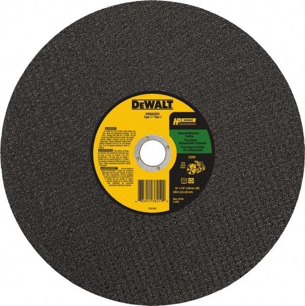 DeWALT - 14" 24 Grit Silicon Carbide Cutoff Wheel - 1/8" Thick, 20mm Arbor, 5,500 Max RPM, Use with Chop Saws - Eagle Tool & Supply