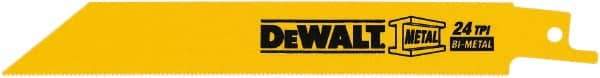 DeWALT - 4" Long x 3/4" Thick, Bi-Metal Reciprocating Saw Blade - Straight Profile, 24 TPI, Toothed Edge, Tang Shank - Eagle Tool & Supply