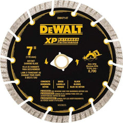 DeWALT - 7" Diam, 5/8" Arbor Hole Diam, 14 Tooth Wet & Dry Cut Saw Blade - Diamond Matrix, Fast Cutting Action, Standard Round Arbor - Eagle Tool & Supply