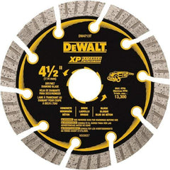 DeWALT - 4-1/2" Diam, 5/8" Arbor Hole Diam, 10 Tooth Wet & Dry Cut Saw Blade - Diamond Matrix, Fast Cutting Action, Standard Round Arbor - Eagle Tool & Supply