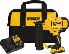 DeWALT - Cordless Brad Nailer Kit - 18 Gauge Nail Diam, 5/8 to 2-1/8" Long Nail, Includes DCB203 2Ah Battery, Carry Bag & Charger - Eagle Tool & Supply