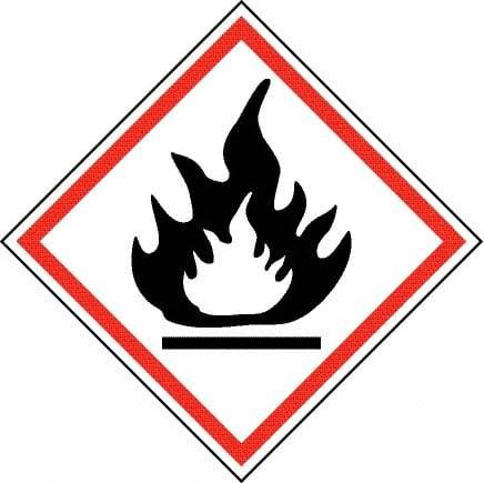 NMC - Hazardous Materials Label, Header: Flammable Warning - Legend: GHS - Graphic, English, Black & Red, 2" Long x 2" High, No Coating - Eagle Tool & Supply