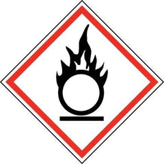 NMC - Hazardous Materials Label, Header: Oxidizer Warning - Legend: GHS - Graphic, English, Black & Red, 2" Long x 2" High, No Coating - Eagle Tool & Supply