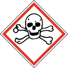NMC - Hazardous Materials Label, Header: Toxic Warning - Legend: GHS - Graphic, English, Black & Red, 2" Long x 2" High, No Coating - Eagle Tool & Supply
