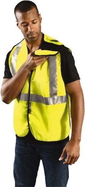 OccuNomix - Size 4XL Flame Resistant/Retardant Yellow Solid Breakaway Vest - 56 to 58" Chest, ANSI 107-2015, ASTM F1506, ATPV=7.1 cal/Sq cm, NFPA 70E/HRC=1, Hook & Loop Closure, Polyester Blend - Eagle Tool & Supply