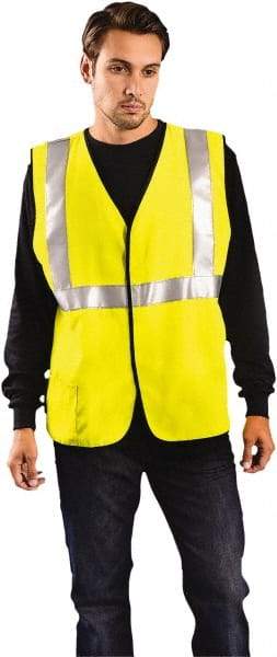OccuNomix - Size 5XL Flame Resistant/Retardant Yellow Solid General Purpose Vest - 60 to 62" Chest, ANSI 107-2015, NFPA 2112, ASTM F1506, ATPV=8.6 cal/Sq cm, NFPA 70E/HRC=2, Hook & Loop Closure, 1 Pocket, Modacrylic/Aramid Blend - Eagle Tool & Supply
