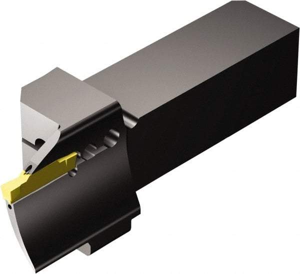 Sandvik Coromant - QS-R/LF123..C..E..-B, External, Right Hand, 20mm Max Depth of Cut, Indexable Grooving Tool Holder - N123G2-0300-0003-TF Insert Compatibility, 25mm Shank Height, 25mm Shank Width, 121.9mm OAL, Through Coolant - Eagle Tool & Supply