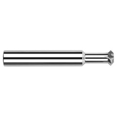 Double Angle Shank Cutters - 0.5000″ (1/2″) Cutter Diameter × 0.1870″ (3/16″) Width × 2.0000″ (2″) Neck Length Carbide Double Angle Shank Cutter, 6 Flutes - Exact Industrial Supply