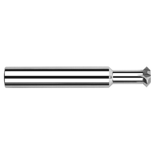 Double Angle Shank Cutters - 0.2500″ (1/4″) Cutter Diameter × 0.1250″ (1/8″) Width × 0.6250″ (5/8″) Neck Length Carbide Double Angle Shank Cutter, 4 Flutes - Exact Industrial Supply