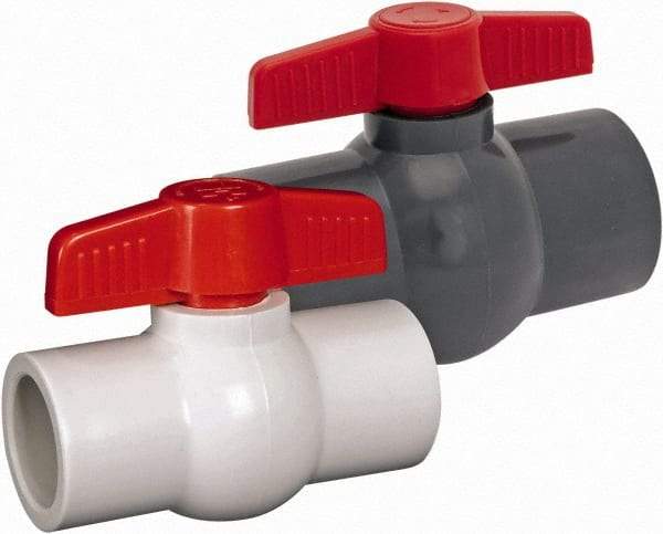Hayward - 1" Pipe, Full Port, PVC Miniature Ball Valve - Inline - One Way Flow, Socket Ends, Tee Handle, 150 WOG - Eagle Tool & Supply