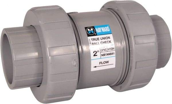 Hayward - 1-1/4" Pipe, PVC True Union Design Ball Valve - Inline - One Way Flow, Socket x Thread Ends, 235 WOG - Eagle Tool & Supply