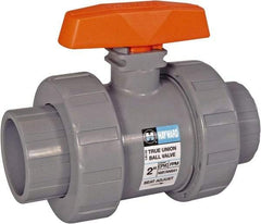 Hayward - 2" Pipe, PVC True Union Design Ball Valve - Inline - One Way Flow, Socket x Thread Ends, 235 WOG - Eagle Tool & Supply