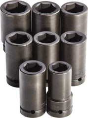 Proto - 8 Piece 1" Drive Full Polish Finish Deep Well Impact Socket Set - 6 Points, 27mm to 41mm Range, Metric Measurement Standard - Eagle Tool & Supply