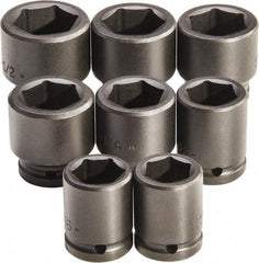 Proto - 8 Piece 3/4" Drive Standard Deep Impact Socket Set - 6 Points, 1 to 1-1/2", Inch Measurement Standard - Eagle Tool & Supply