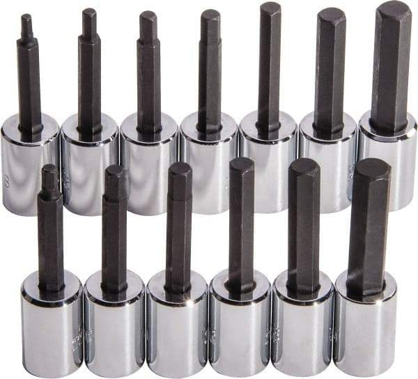 Proto - 13 Piece 3/8" Drive Standard Socket Set - 6 & 12 Points, 3/8 to 3/8", 4 to 10mm, Inch/Metric Measurement Standard - Eagle Tool & Supply