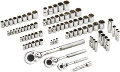 Proto - 81 Piece 1/4", 3/8" & 1/2" Drive Full Polish Finish Deep Well Socket Set - 6, 12 Points, 1/4" to 13/16" (4mm to 19mm) Range, Inch/Metric Measurement Standard - Eagle Tool & Supply