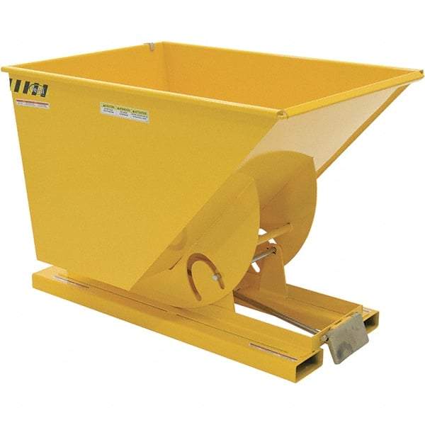 Vestil - 590 Lb Load Capacity, 1 Cu Yd, Steel Self-Dumping Hopper - 41-9/16" Wide x 61-1/8" Long x 42-3/4" High, Yellow - Eagle Tool & Supply