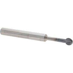 Accupro - 1/4" Diam, 0.233" LOC, 4 Flute Solid Carbide Ball End Mill - nACo Finish, Single End, 2-1/2" OAL, 1/4" Shank Diam, Undercutting - Eagle Tool & Supply