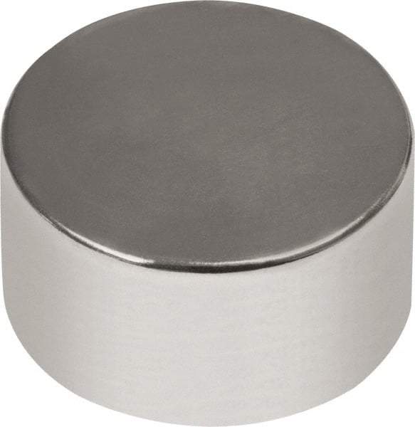 Mag-Mate - 3/8" Diam x 1/4" High Neodymium Rare Earth Magnet - 6.86 Lb Max Capacity, 180°F Max, Nickel Plated - Eagle Tool & Supply