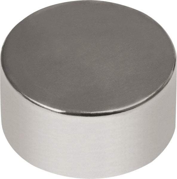 Mag-Mate - 1/4" Diam x 1/8" High Neodymium Rare Earth Magnet - 2.3 Lb Max Capacity, 180°F Max, Nickel Plated - Eagle Tool & Supply