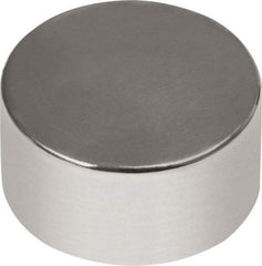 Mag-Mate - 1/4" Diam x 1/8" High Neodymium Rare Earth Magnet - 2.3 Lb Max Capacity, 180°F Max, Nickel Plated - Eagle Tool & Supply