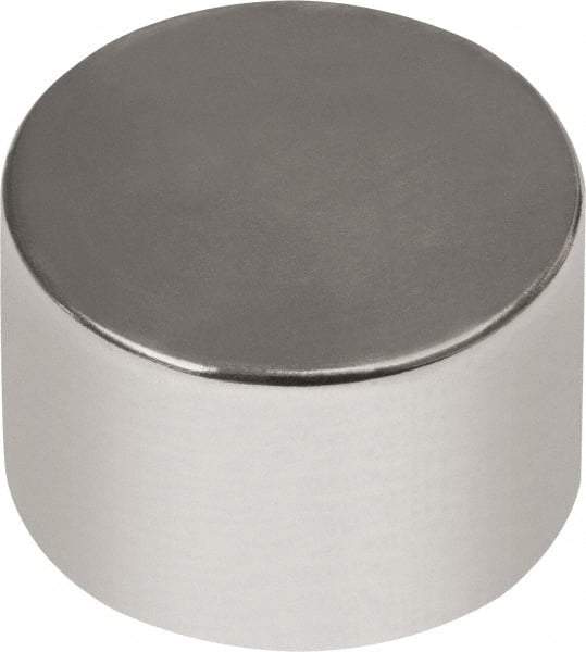 Mag-Mate - 1/4" Diam x 13/64" High Neodymium Rare Earth Magnet - 3.07 Lb Max Capacity, 180°F Max, Nickel Plated - Eagle Tool & Supply