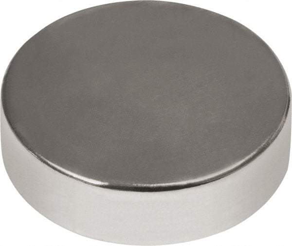 Mag-Mate - 1/2" Diam x 3/16" High Neodymium Rare Earth Magnet - 11.5 Lb Max Capacity, 180°F Max, Nickel Plated - Eagle Tool & Supply