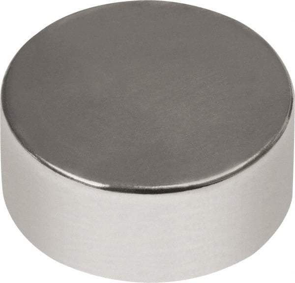 Mag-Mate - 3/4" Diam x 3/8" High Neodymium Rare Earth Magnet - 24 Lb Max Capacity, 180°F Max, Nickel Plated - Eagle Tool & Supply