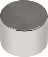 Mag-Mate - 1/2" Diam x 1/2" High Neodymium Rare Earth Magnet - 14.66 Lb Max Capacity, 180°F Max, Nickel Plated - Eagle Tool & Supply