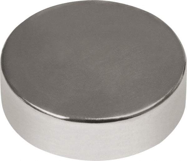 Mag-Mate - 1/2" Diam x 1/8" High Neodymium Rare Earth Magnet - 6.08 Lb Max Capacity, 180°F Max, Nickel Plated - Eagle Tool & Supply