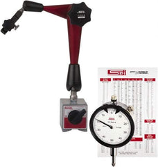 SPI - 0.001" Graduation, 1" Max Meas, 0-100 Dial Reading, Dial Indicator & Base Kit - 6-1/2" Base Diam - Eagle Tool & Supply