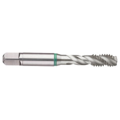 ‎12-24 3FL 2B Cobalt Spiral Flute Semi-Bott Green Ring Tap-Bright-40 Degree Helix - Eagle Tool & Supply