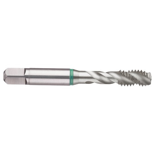 ‎5-40 3FL 2B Cobalt Spiral Flute Semi-Bott Green Ring Tap-Bright Finish-40 Degree Helix - Eagle Tool & Supply