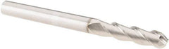 SGS - 1/4" Diam, 1" LOC, 3 Flute Solid Carbide Ball End Mill - TiB2 Finish, Single End, 3" OAL, 1/4" Shank Diam, Spiral Flute - Eagle Tool & Supply