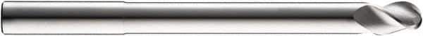 SGS - 5/8" Diam, 3/4" LOC, 3 Flute Solid Carbide Ball End Mill - Uncoated, Single End, 6" OAL, 5/8" Shank Diam, Spiral Flute - Eagle Tool & Supply