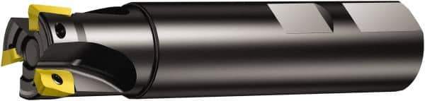 Sandvik Coromant - 25mm Cut Diam, 15.7mm Max Depth of Cut, 25mm Shank Diam, 88mm OAL, Indexable Square Shoulder End Mill - R390-17 04 04M-PM, R390-17 04 08E-PL, R390-17 04 08M-PL Inserts, Weldon Shank, 90° Lead Angle, Through Coolant, Series CoroMill 390 - Eagle Tool & Supply