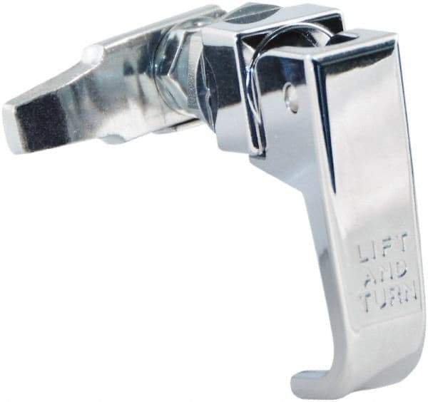 Made in USA - 2-1/4" Long x 3/4" Wide x 2.78" High, Lift & Turn Compression Latch - Zinc Plated Steel, with Polished Chrome Finish - Eagle Tool & Supply