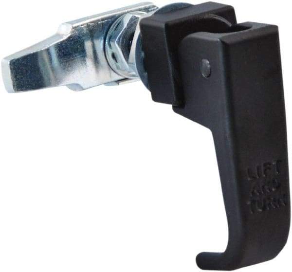 Made in USA - 2-1/4" Long x 3/4" Wide x 2.78" High, Lift & Turn Compression Latch - Zinc Plated Steel, with Black Powder Coat Finish - Eagle Tool & Supply