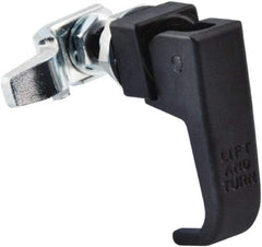 Made in USA - 2-1/4" Long x 3/4" Wide x 2.78" High, Lift & Turn Compression Latch - Zinc Plated Steel, with Black Powder Coat Finish - Eagle Tool & Supply